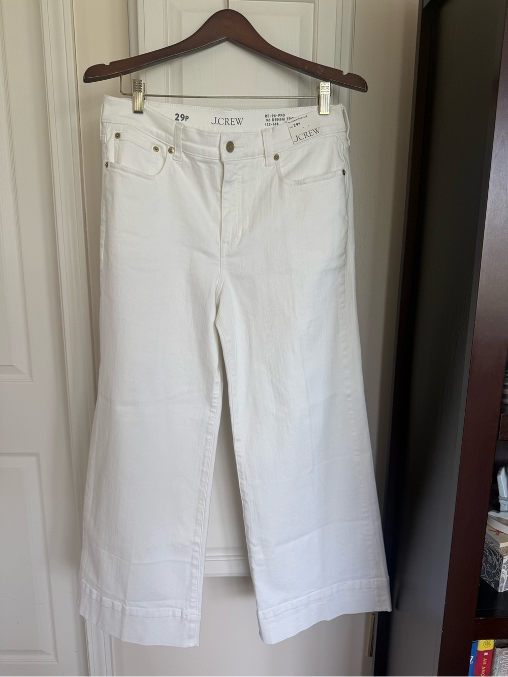J. Crew White Wide-Leg Crop Jeans